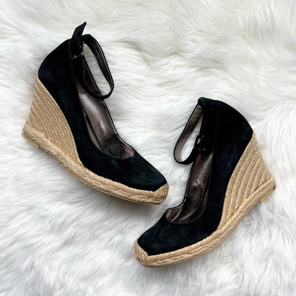 Franco Sarto Shoes - Franco Sarto L-Quarry Espadrille Black Suede Wedges